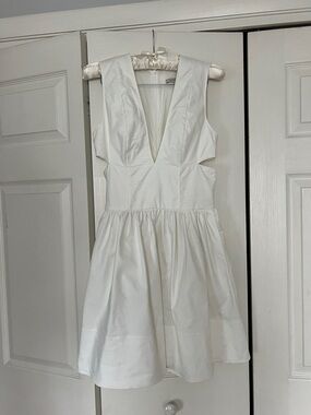 Banana Republic White Plunge Neck Mini Dress